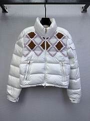 Okify Moncler Megara White Wool Short Down Jacket For Women - 1