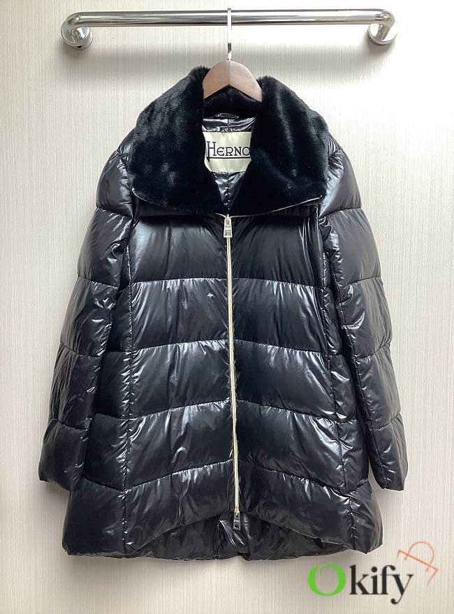 Okify Herno Black Down Jacket Unisex - 1