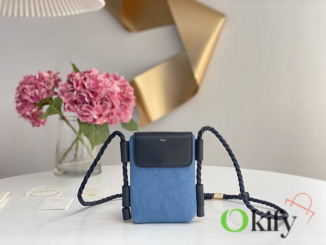 Okify Chloe Key Phone Pouch With Flap In Blue 18x13x3cm - 1