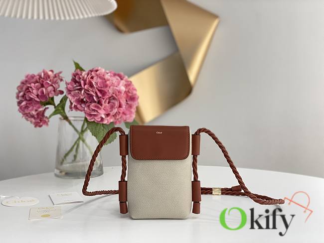 Okify Chloe Key Phone Pouch With Flap In Brown 18x13x3cm - 1