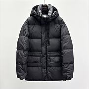 Okify Burberry Black Long Hooded Down Jacket Unisex - 5