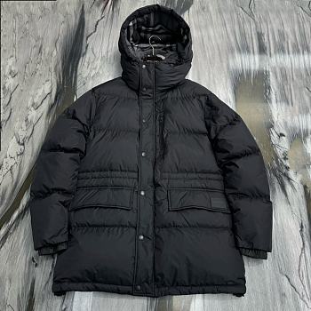 Okify Burberry Black Long Hooded Down Jacket Unisex
