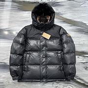 Okify Burberry Black Plaid Hooded Down Jacket  - 1