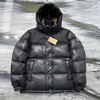 Okify Burberry Black Plaid Hooded Down Jacket 