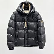 Okify Burberry Black Plaid Hooded Down Jacket  - 4