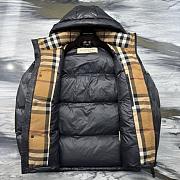 Okify Burberry Black Plaid Hooded Down Jacket  - 3