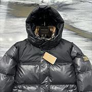 Okify Burberry Black Plaid Hooded Down Jacket  - 2