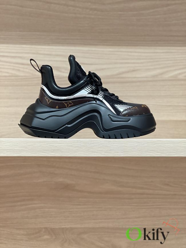 Okify Louis Vuitton Archlight 2.0 Black Sneakers With Brown Monogram   - 1