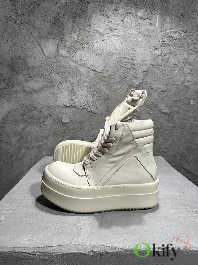 Okify Rick Owens White Platform High-Top Sneakers  - 1