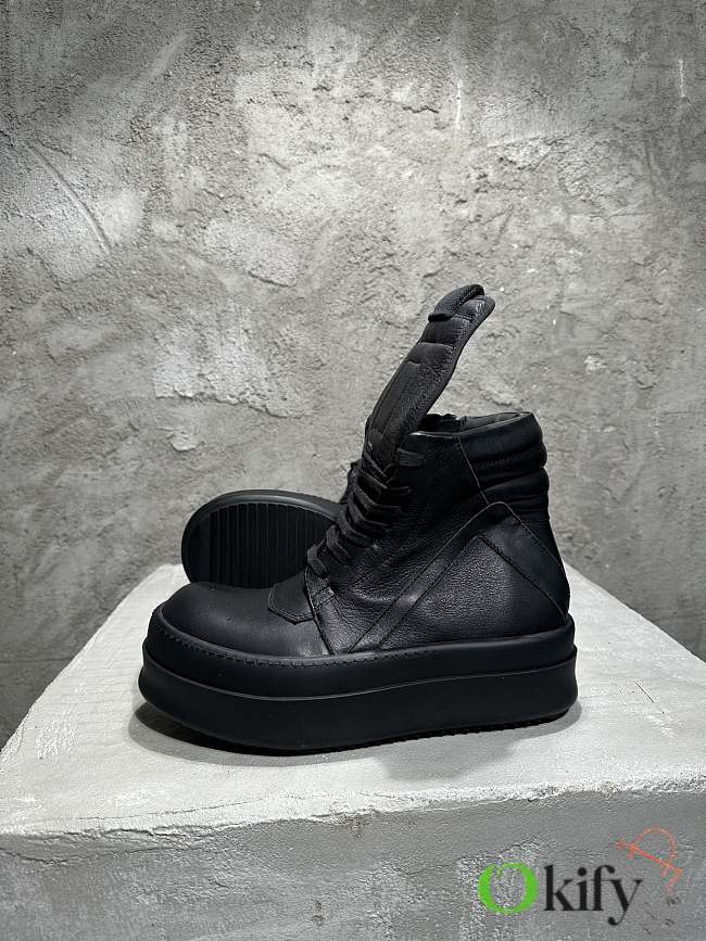 Okify Rick Owens Black Platform High-Top Sneakers  - 1