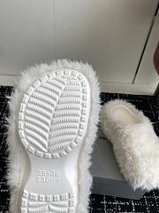 Okify Balenciaga White Thick Sole Wool Slippers - 2
