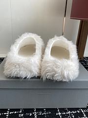 Okify Balenciaga White Thick Sole Wool Slippers - 3