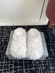 Okify Balenciaga White Thick Sole Wool Slippers - 4