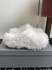 Okify Balenciaga White Thick Sole Wool Slippers - 1