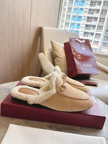 Okify Gucci Prince Town Light Brown Horsebit Mule Loafers 