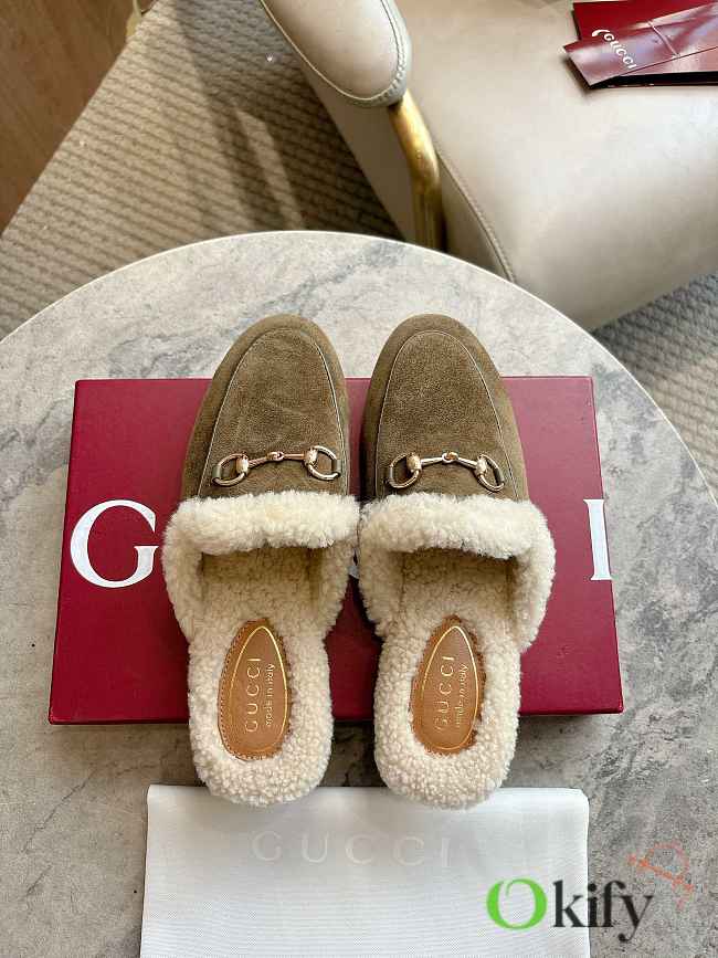 Okify Gucci Prince Town Dark Green Horsebit Mule Loafers  - 1