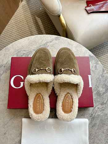 Okify Gucci Prince Town Dark Green Horsebit Mule Loafers 