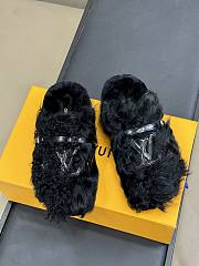 Okify Louis Vuitton Tuscan Black Wool Slippers - 1