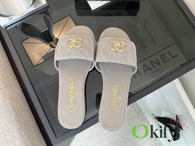 Okify CC Denim Gray Slides  - 1