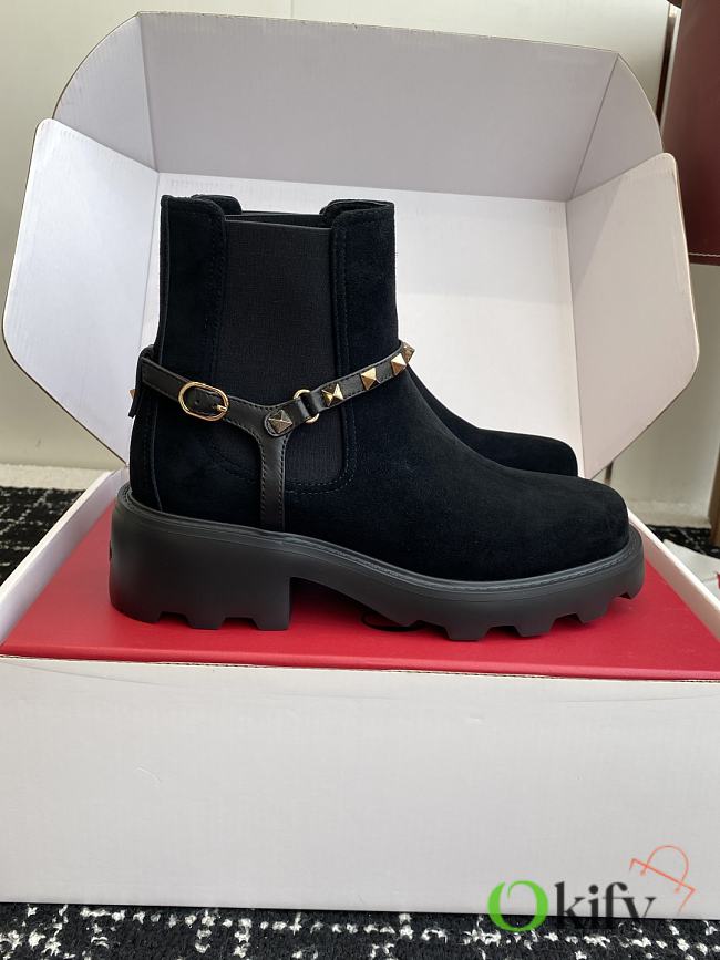 Okify Valentino Black Suede Martin Boots - 1