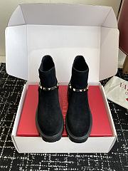 Okify Valentino Black Suede Martin Boots - 6