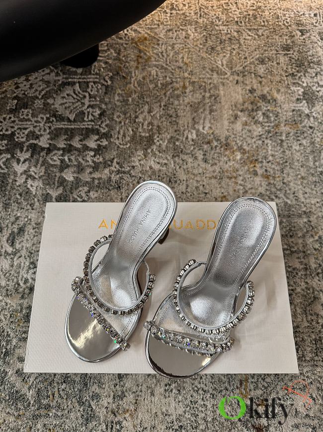 Okify Amina Muaddi Silver Heels 10cm - 1
