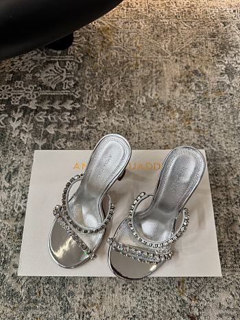 Okify Amina Muaddi Silver Heels 10cm