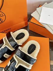 Okify Hermes Wool Black Slippers - 4