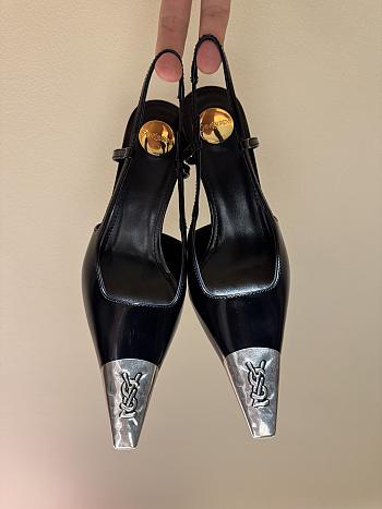 Okify YSL Black Heels With Silver Toe 8cm