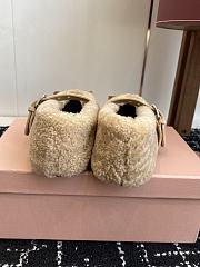 Okify MiuMiu Deck Beige Wool Ballet Shoes  - 6