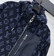 Okify Louis Vuitton Dark Blue Wool Hooded Jacket Unisex  - 5