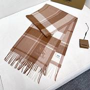 Okify Burberry Brown Cashmere Scarf 180x30cm - 4