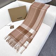 Okify Burberry Brown Cashmere Scarf 180x30cm - 5