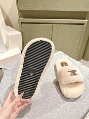 Okify Celine Beige Wool Slippers  - 3