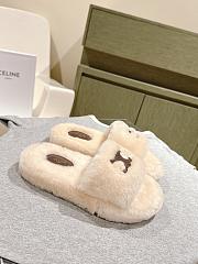 Okify Celine Beige Wool Slippers  - 2
