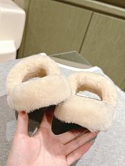 Okify Celine Beige Wool Slippers  - 5