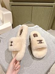 Okify Celine Beige Wool Slippers  - 6