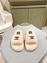 Okify Celine Beige Wool Slippers  - 1