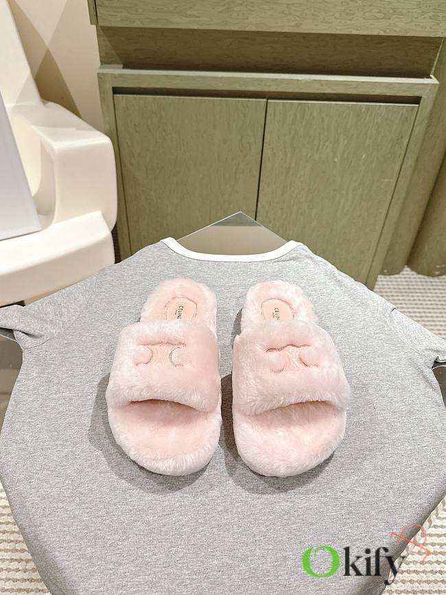 Okify Celine Pink Wool Slippers  - 1