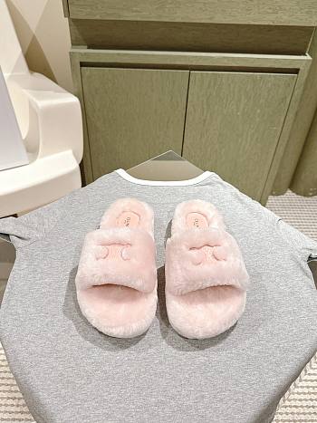 Okify Celine Pink Wool Slippers 