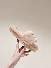 Okify Celine Light Brown Wool Slippers  - 6