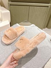 Okify Celine Light Brown Wool Slippers  - 3