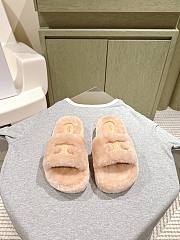 Okify Celine Light Brown Wool Slippers  - 1