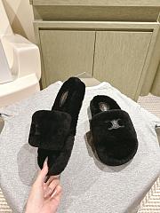 Okify Celine Black Wool Slippers  - 3