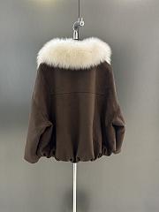 Okify Dior Brown Goose Down Jacket With Detachable Fox Fur Collar  - 6
