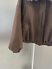 Okify Dior Brown Goose Down Jacket With Detachable Fox Fur Collar  - 5