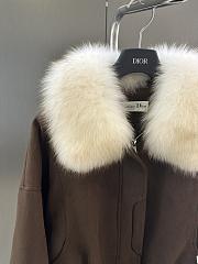 Okify Dior Brown Goose Down Jacket With Detachable Fox Fur Collar  - 2