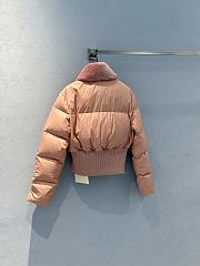 Okify Fendi Pink Waisted Down Jacket With Wool Collar  - 4