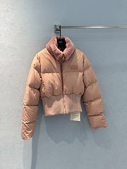 Okify Fendi Pink Waisted Down Jacket With Wool Collar  - 1