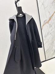 Okify MaxMara Black Long Hooded Belted Wool Coat - 6
